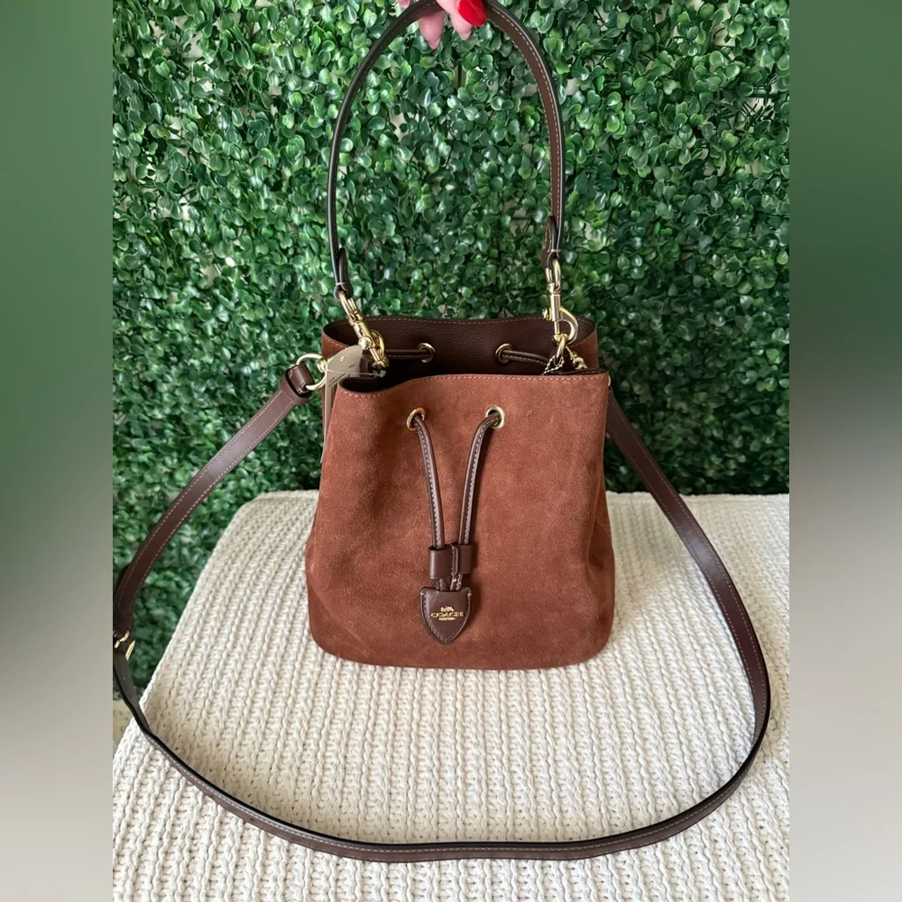 Coach Rowan Brown Suede Bucket Bag NWT